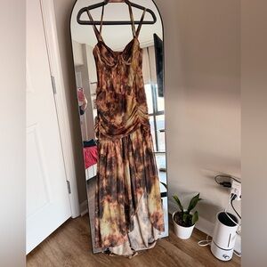 SHEIN Brown Tie-Dye Maxi Dress